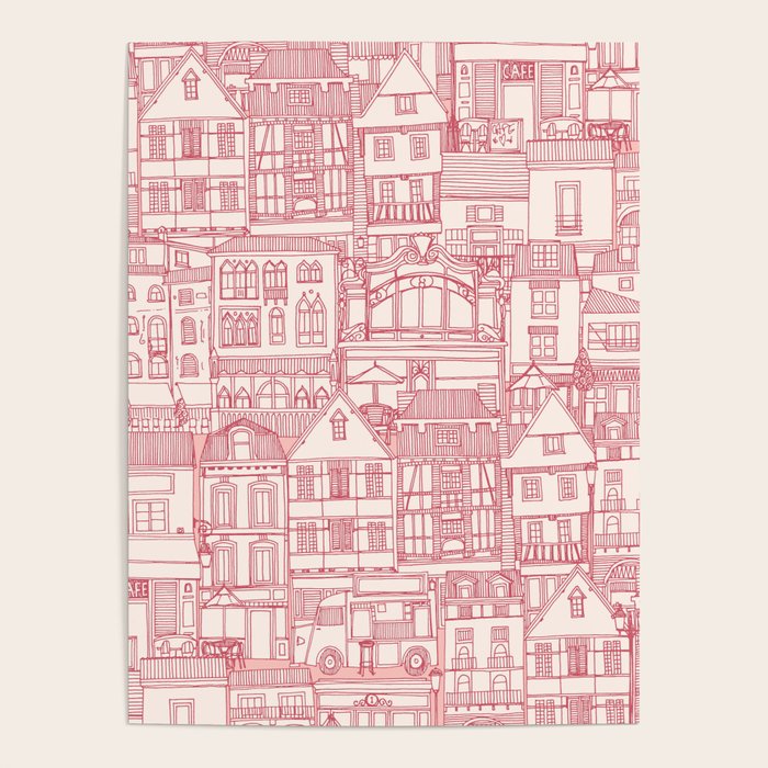 cafe buildings pink Poster Gallery Image 4