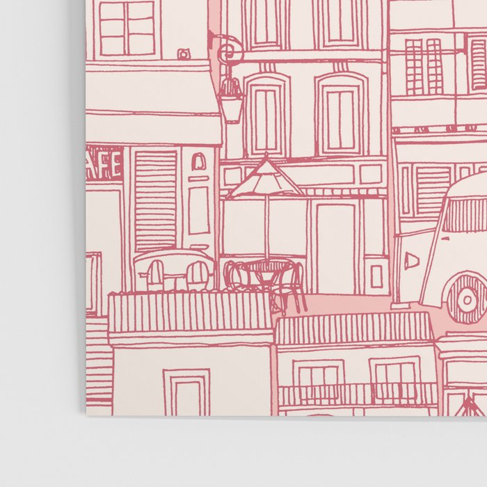 cafe buildings pink Poster Gallery Image 3