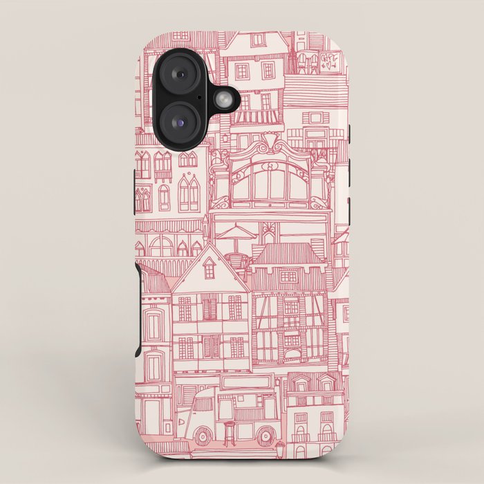 cafe buildings pink iPhone Case Gallery Image 1