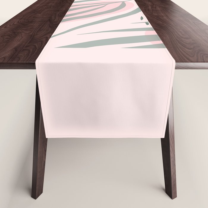 Pastel pink abstract leaf pattern Table Runner Gallery Image 1