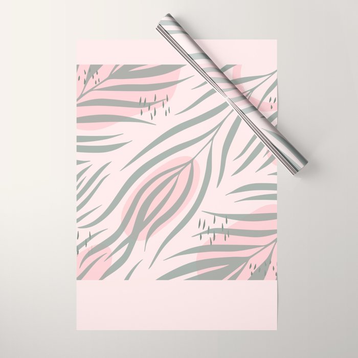 Pastel pink abstract leaf pattern Wrapping Paper Gallery Image 1