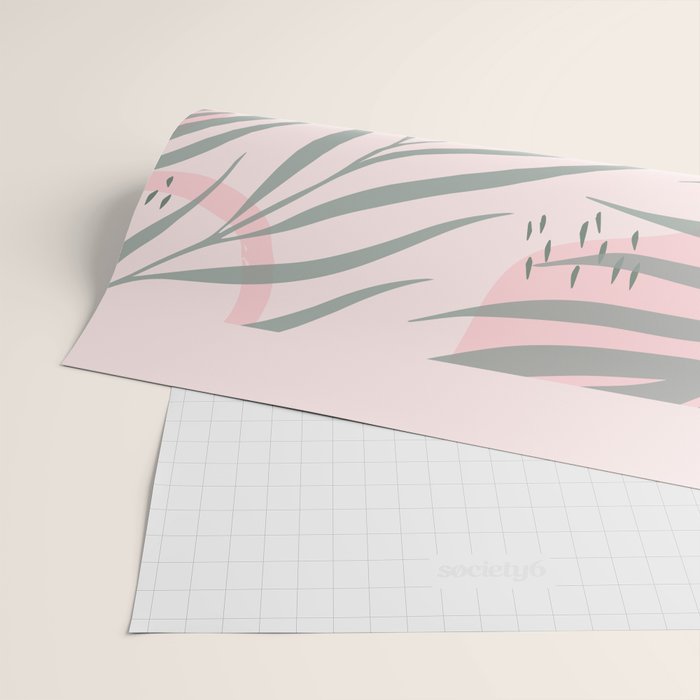 Pastel pink abstract leaf pattern Wrapping Paper Gallery Image 2