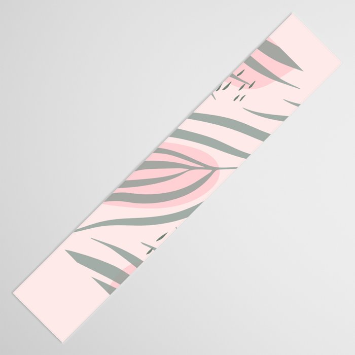Pastel pink abstract leaf pattern Table Runner Gallery Image 3