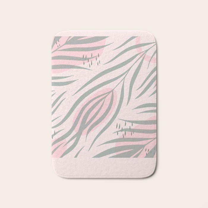 Pastel pink abstract leaf pattern Bath Mat Gallery Image 1