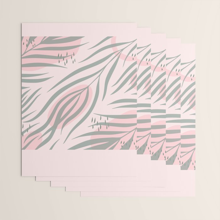 Pastel pink abstract leaf pattern Wrapping Paper Gallery Image 3