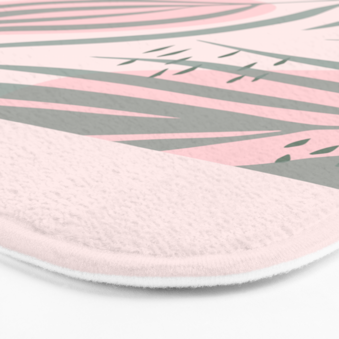 Pastel pink abstract leaf pattern Bath Mat Gallery Image 3
