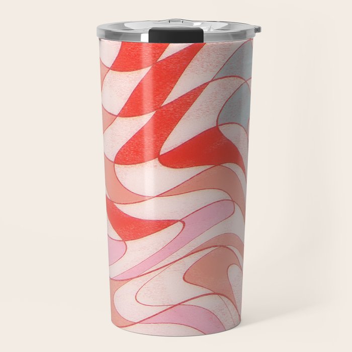 Liquid pinky abstract retro pattern  Travel Mug Gallery Image 1