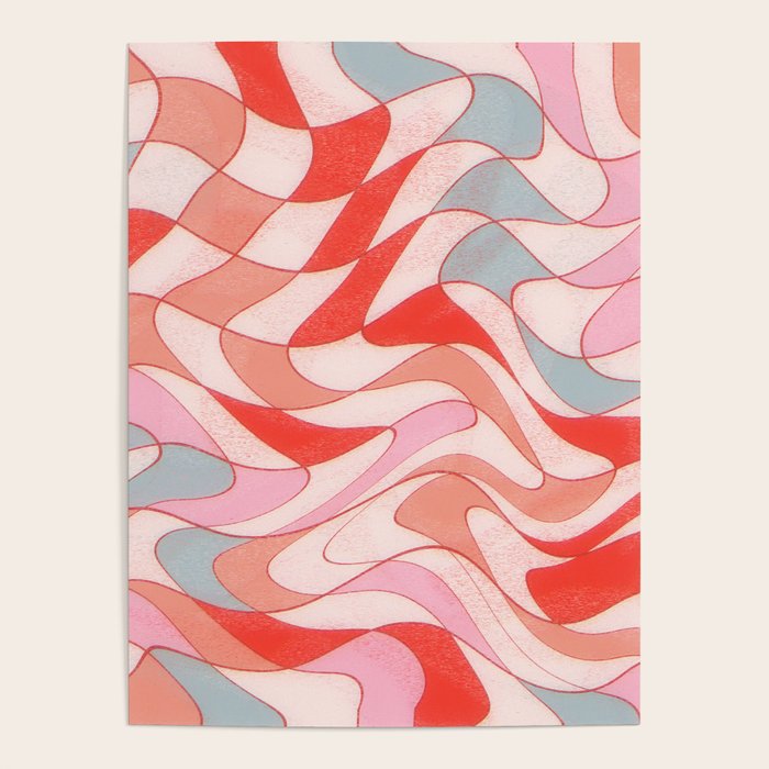 Liquid pinky abstract retro pattern  Poster Gallery Image 4