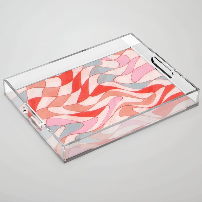 Liquid pinky abstract retro pattern  Acrylic Tray Gallery Image 1