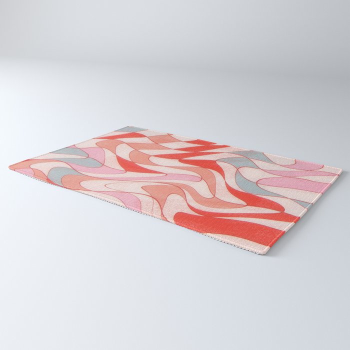 Liquid pinky abstract retro pattern  Rug Gallery Image 3
