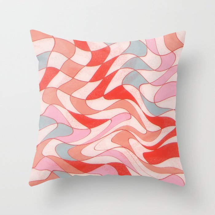 Liquid pinky abstract retro pattern  Throw Pillow Gallery Image 6