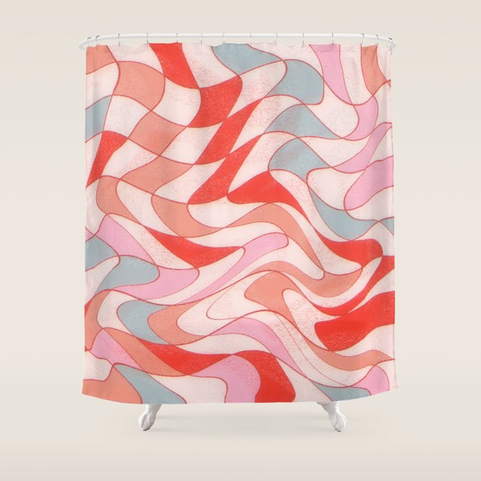 Liquid pinky abstract retro pattern  Shower Curtain Gallery Image 1