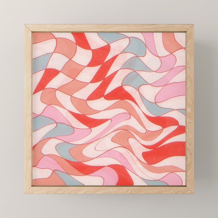 Liquid pinky abstract retro pattern  Mini Art Print Gallery Image 1