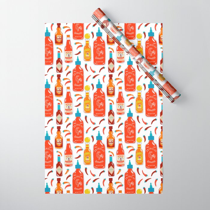 Hot Sauce and Chili Peppers Wrapping Paper Gallery Image 1