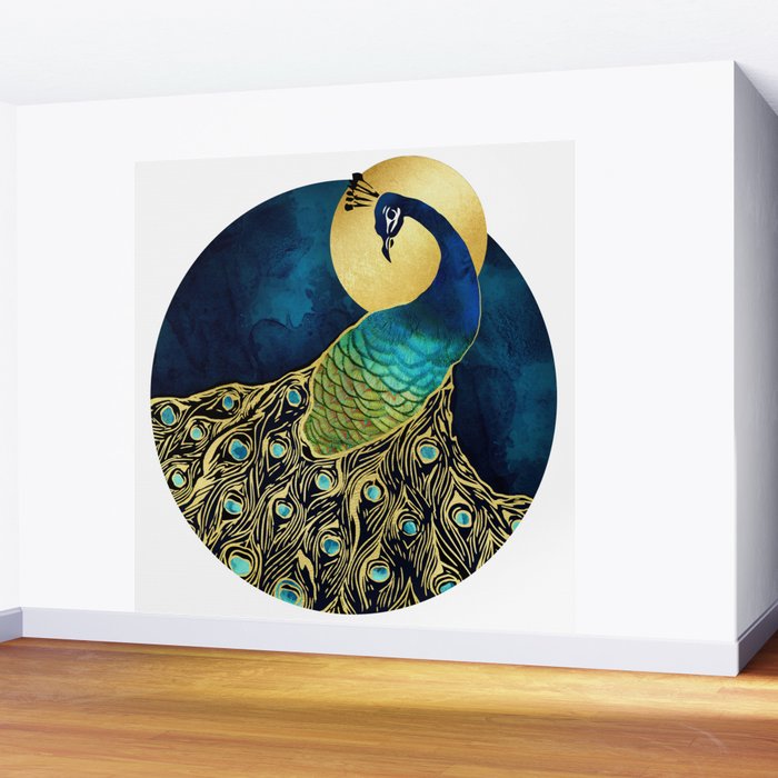 Golden Peacock Wall Mural Gallery Image 2