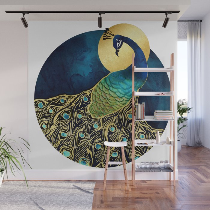 Golden Peacock Wall Mural Gallery Image 1