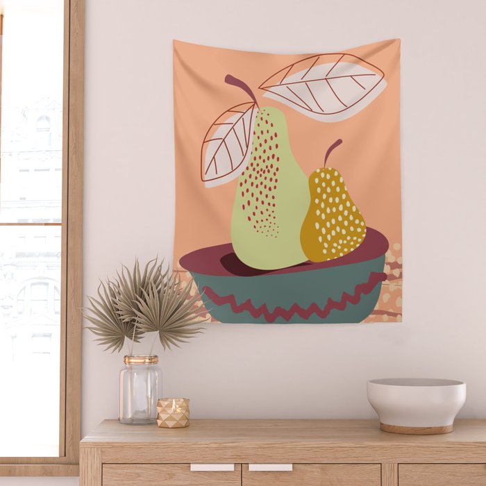 Pears abstract still life Wall Tapestry Gallery Image 2