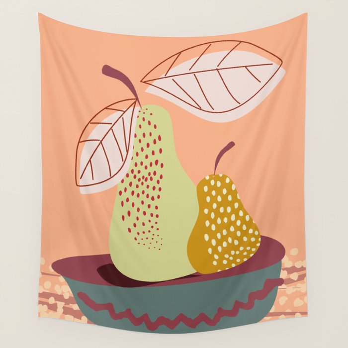 Pears abstract still life Wall Tapestry Gallery Image 1