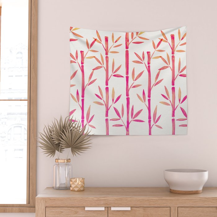 Bamboo Stems - Pink Palette Wall Tapestry Gallery Image 2