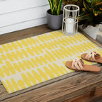 Bold Yellow Geometric Shapes Pattern Outdoor Rug Gallery Image 2