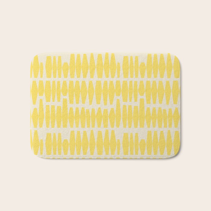 Bold Yellow Geometric Shapes Pattern Bath Mat Gallery Image 1
