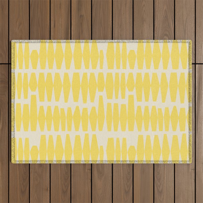 Bold Yellow Geometric Shapes Pattern Outdoor Rug Gallery Image 1