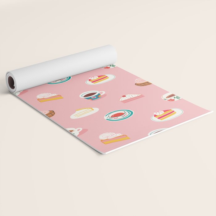 Vintage sweet dessert tea food art pattern Yoga Mat Gallery Image 2