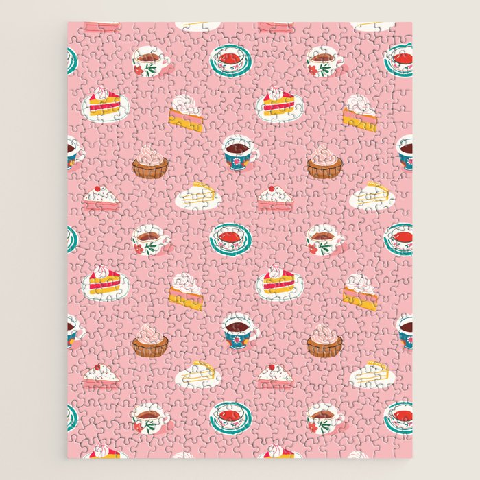 Vintage sweet dessert tea food art pattern Jigsaw Puzzle Gallery Image 1
