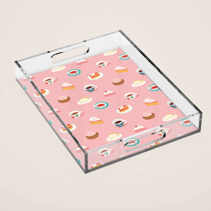 Vintage sweet dessert tea food art pattern Acrylic Tray Gallery Image 1