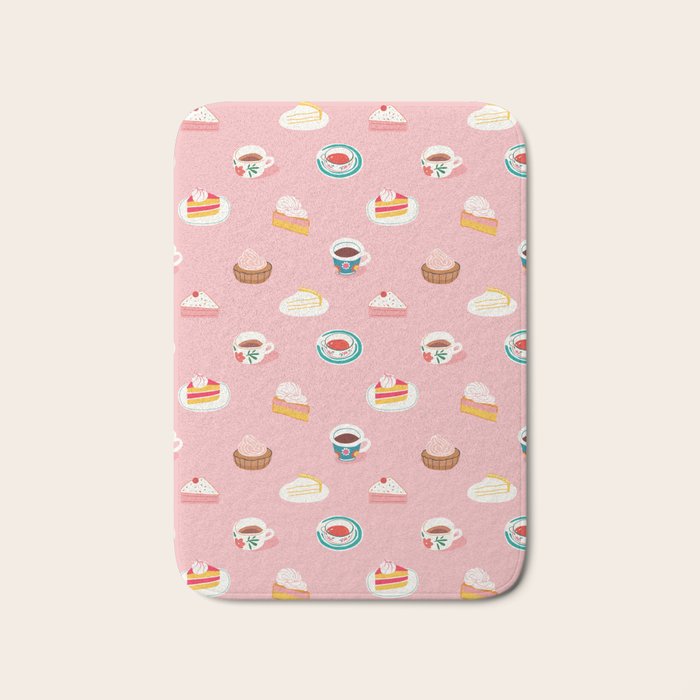 Vintage sweet dessert tea food art pattern Bath Mat Gallery Image 1