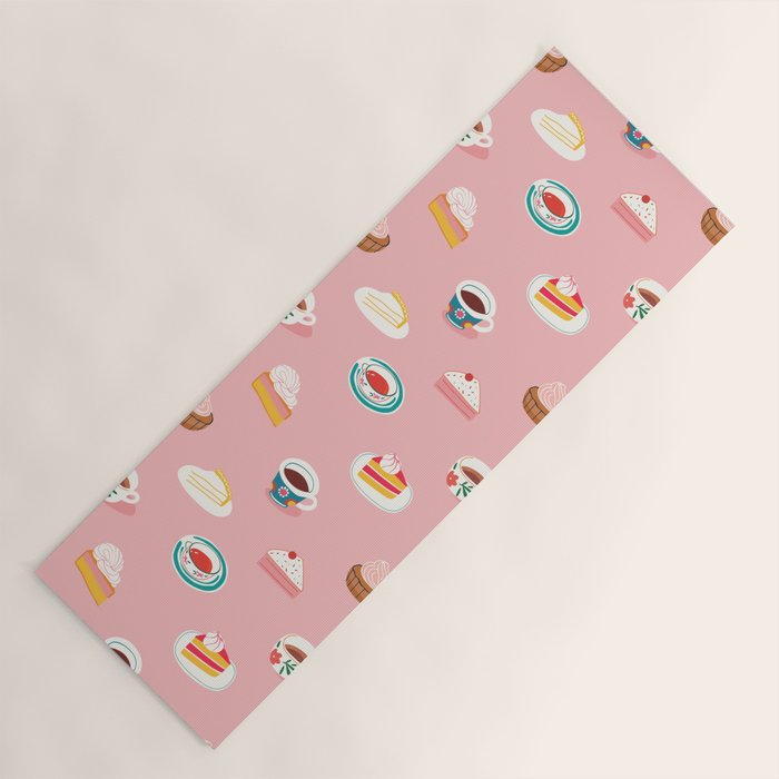 Vintage sweet dessert tea food art pattern Yoga Mat Gallery Image 1
