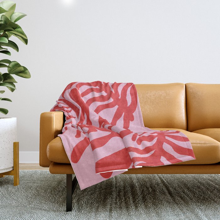 kelp - red & pink Throw Blanket Gallery Image 1