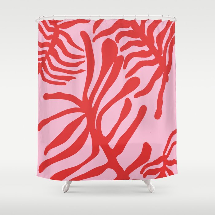 kelp - red & pink Shower Curtain Gallery Image 1