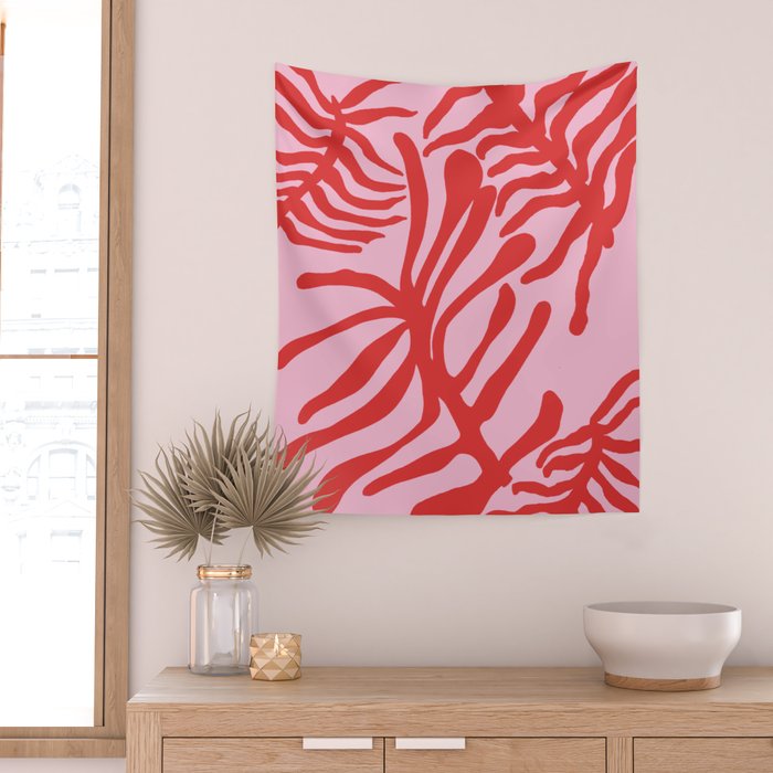 kelp - red & pink Wall Tapestry Gallery Image 2