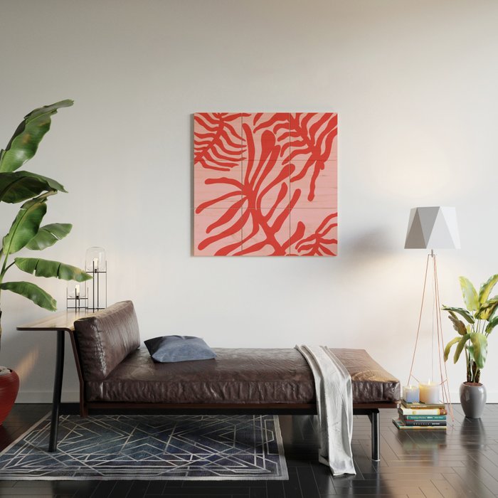 kelp - red & pink Wood Wall Art Gallery Image 2