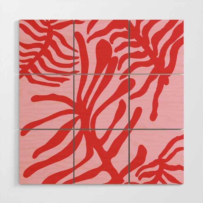 kelp - red & pink Wood Wall Art Gallery Image 1