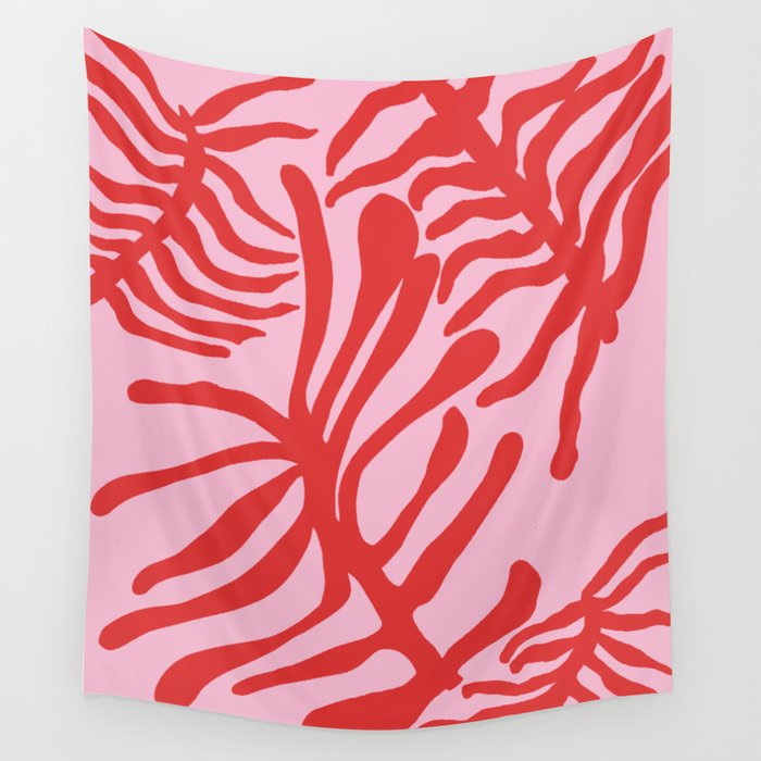 kelp - red & pink Wall Tapestry Gallery Image 1