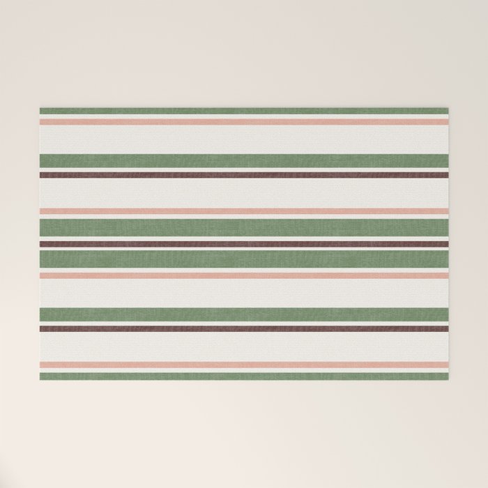 Daybed Stripe Ivory Green Multi Welcome Mat Gallery Image 1