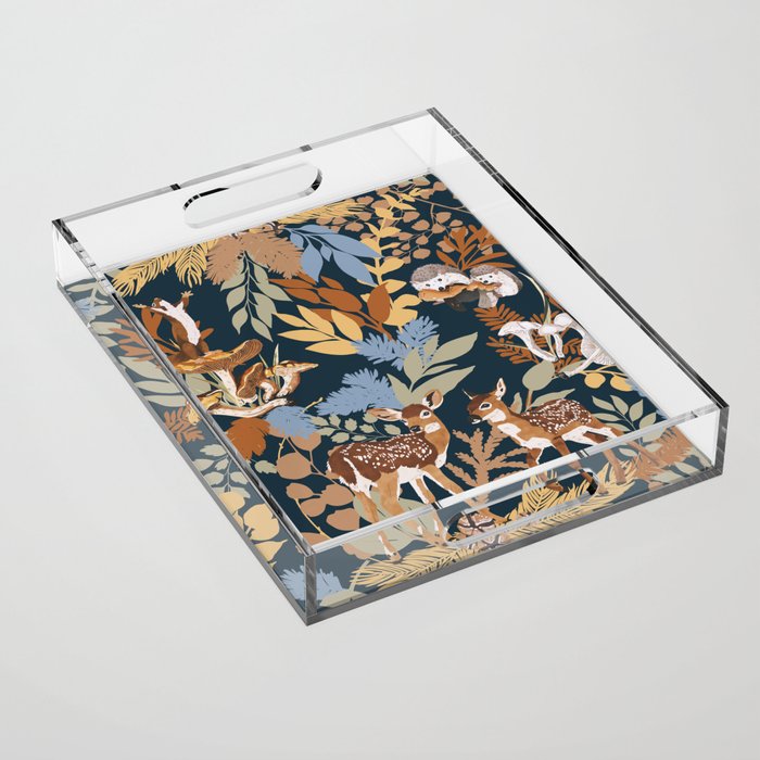 Colorful Dark Forest Animals B Acrylic Tray Gallery Image 1