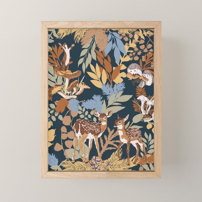 Colorful Dark Forest Animals B Mini Art Print Gallery Image 1
