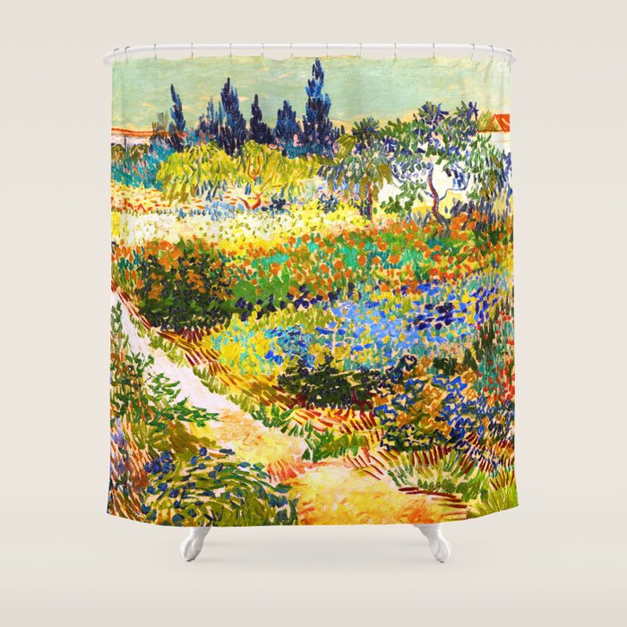 Vincent Van Gogh Flower Garden Landscape Shower Curtain Gallery Image 1