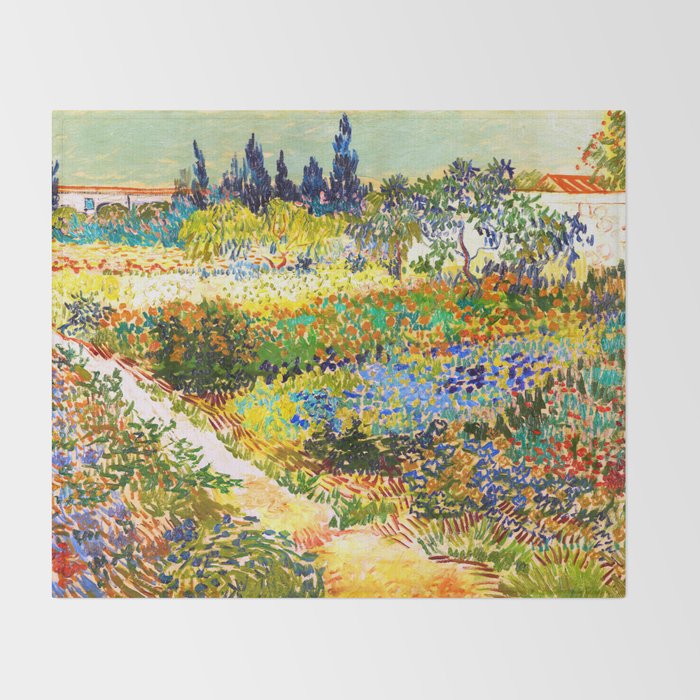 Vincent Van Gogh Flower Garden Landscape Throw Blanket Gallery Image 2