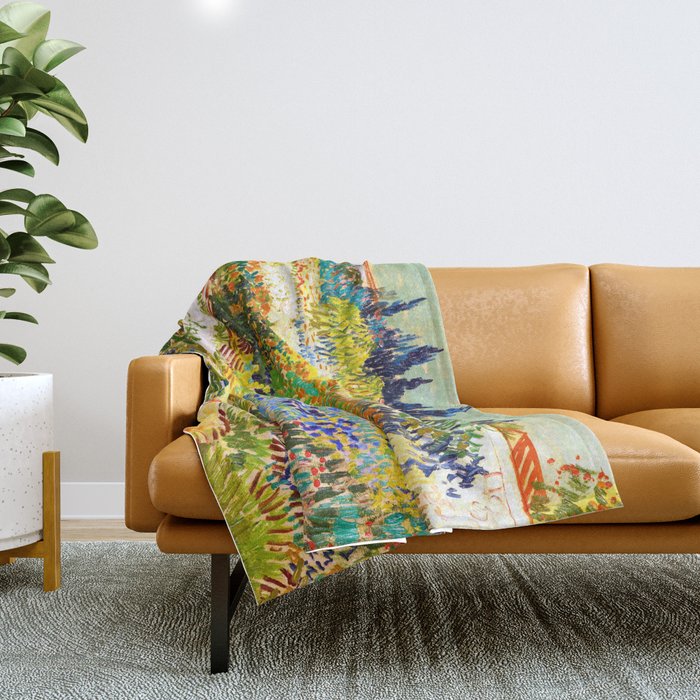 Vincent Van Gogh Flower Garden Landscape Throw Blanket Gallery Image 1