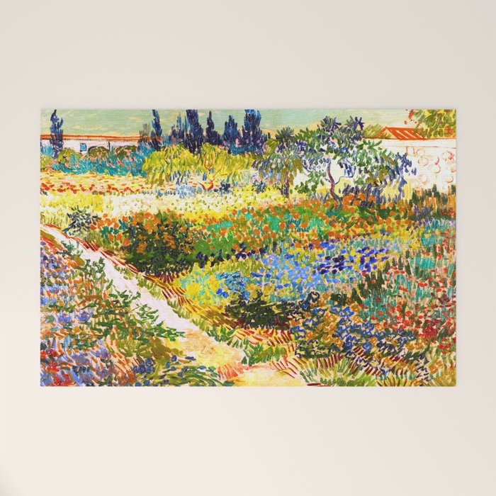 Vincent Van Gogh Flower Garden Landscape Welcome Mat Gallery Image 1