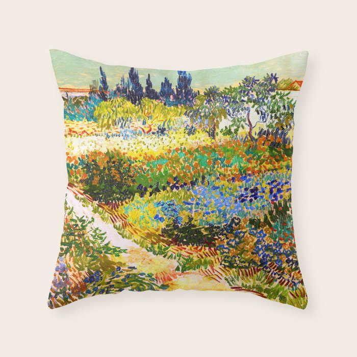 Vincent Van Gogh Flower Garden Landscape Throw Pillow Gallery Image 6