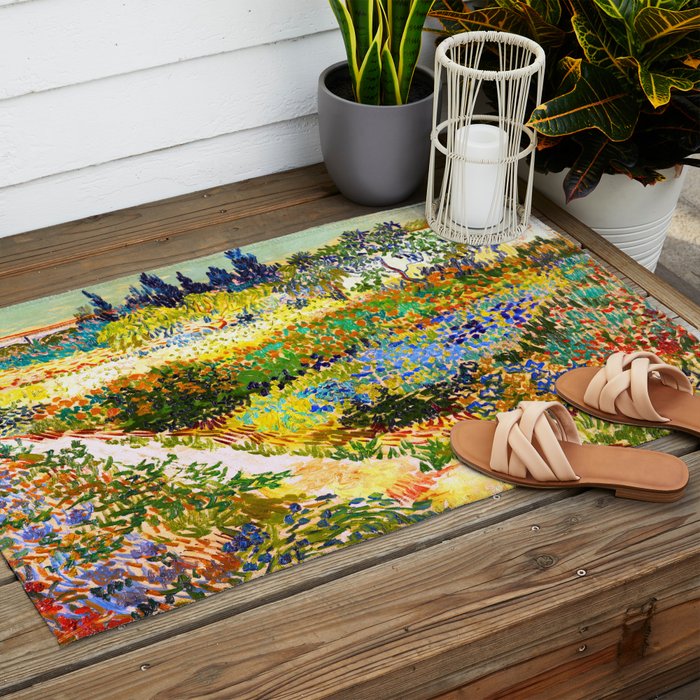 Vincent Van Gogh Flower Garden Landscape Outdoor Rug Gallery Image 2