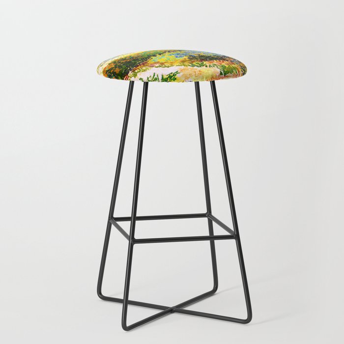 Vincent Van Gogh Flower Garden Landscape Stool Gallery Image 1