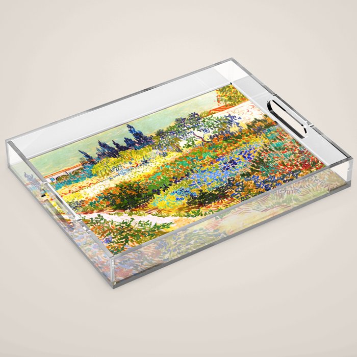 Vincent Van Gogh Flower Garden Landscape Acrylic Tray Gallery Image 1