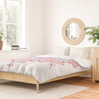 Sacred Lotus Mandala - Red & Blue Palette Duvet Cover Gallery Image 2