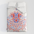 Sacred Lotus Mandala - Red & Blue Palette Duvet Cover Gallery Image 6